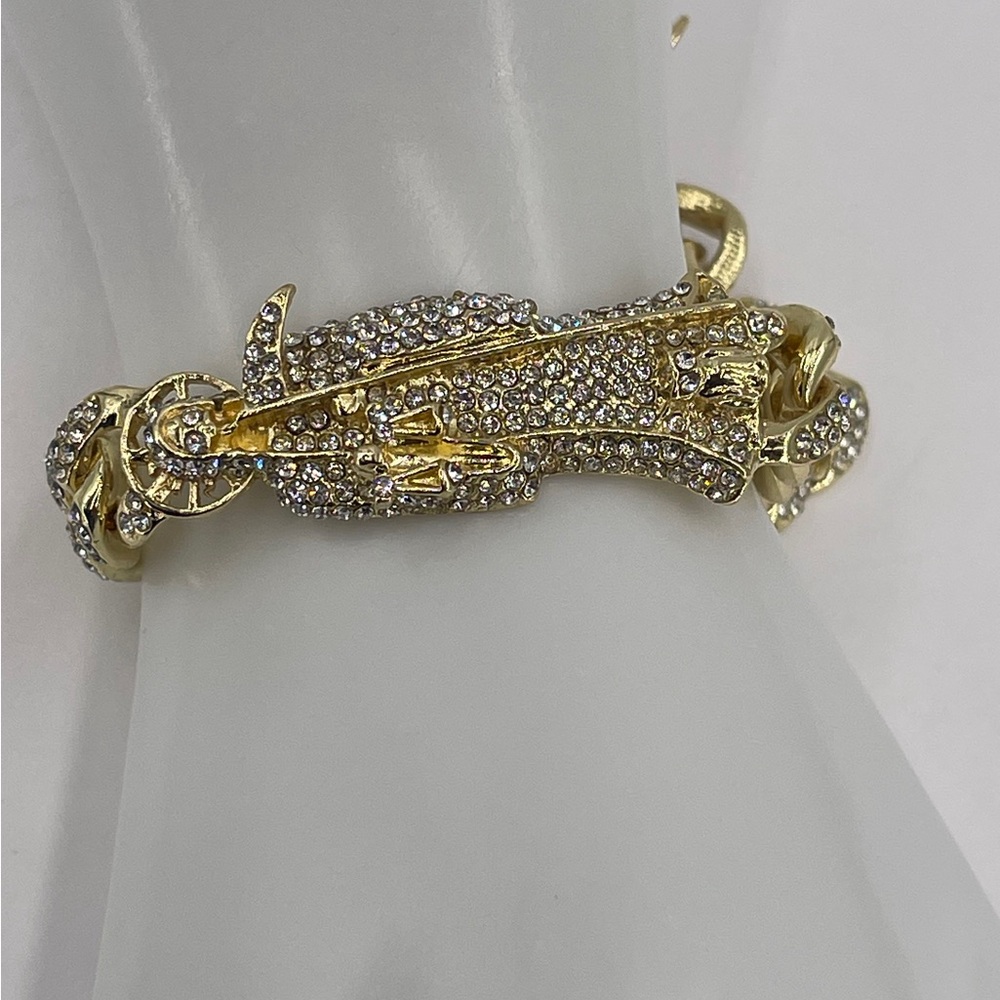 Grim Reaper Bracelet Full of Stones Luxurious GOLD PLATED/pulsera Santa Muerte - Picture 8 of 10